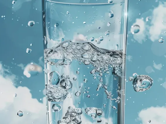 Water Glass in Sky with Clouds