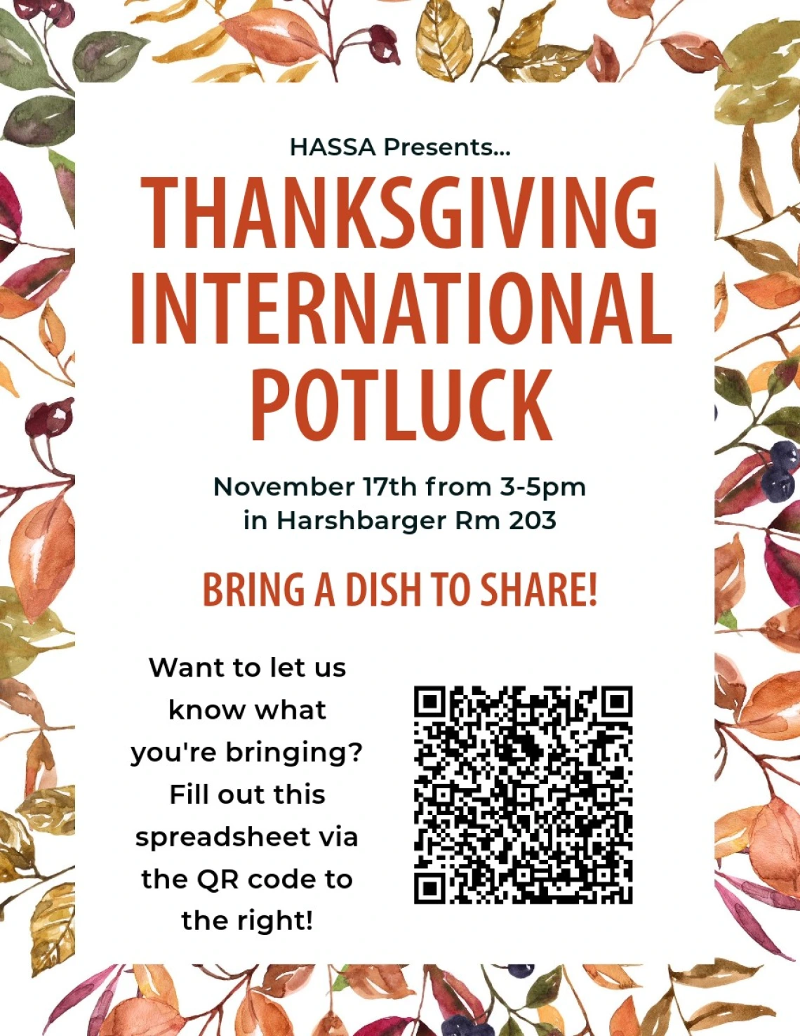 2023 HASSA Thanksgiving International Potluck