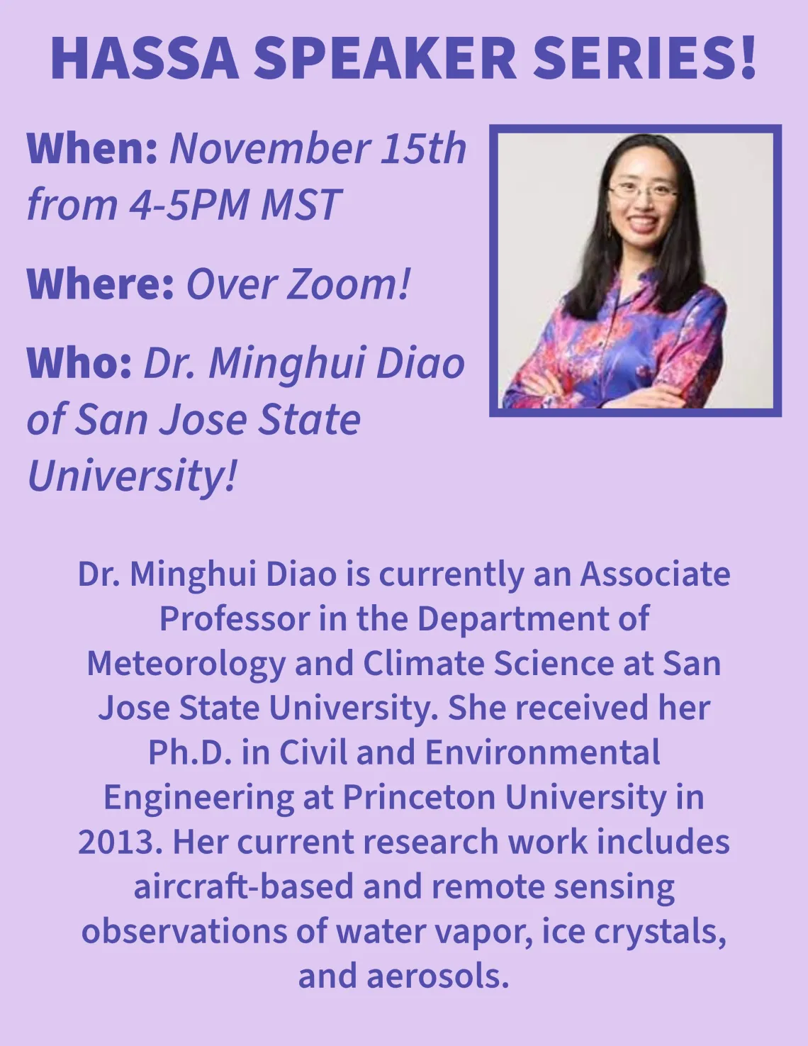 HASSA Speaker Series Dr Minghui Diao