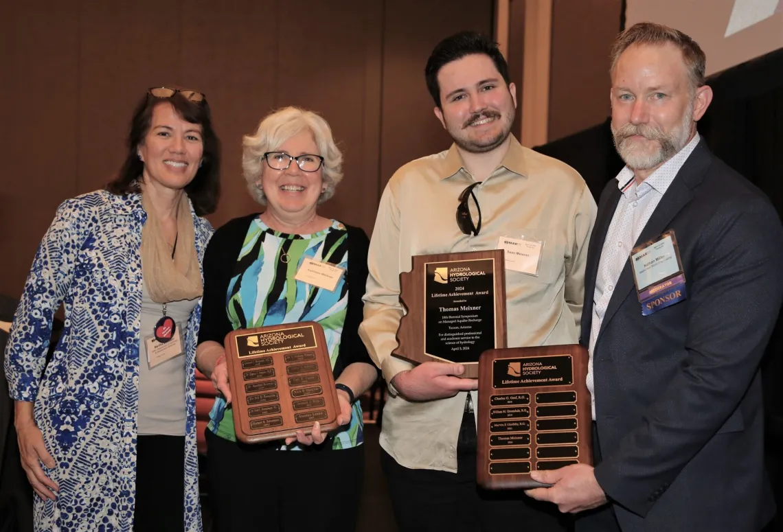 Tom Meixner Lifetime Achievement Award: Martha Whitaker, Kathleen Meixner, Sean Meixner, and Nathan Miller