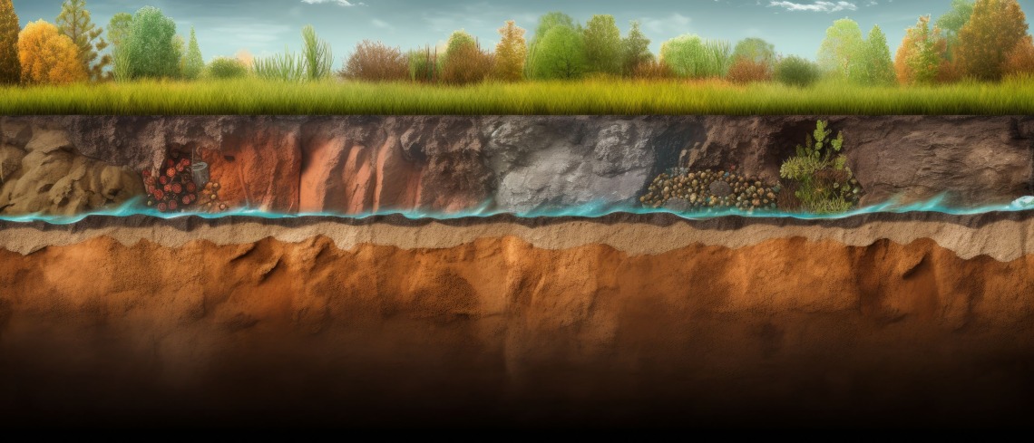Section of Soil and Underground Water Layers AI Generated