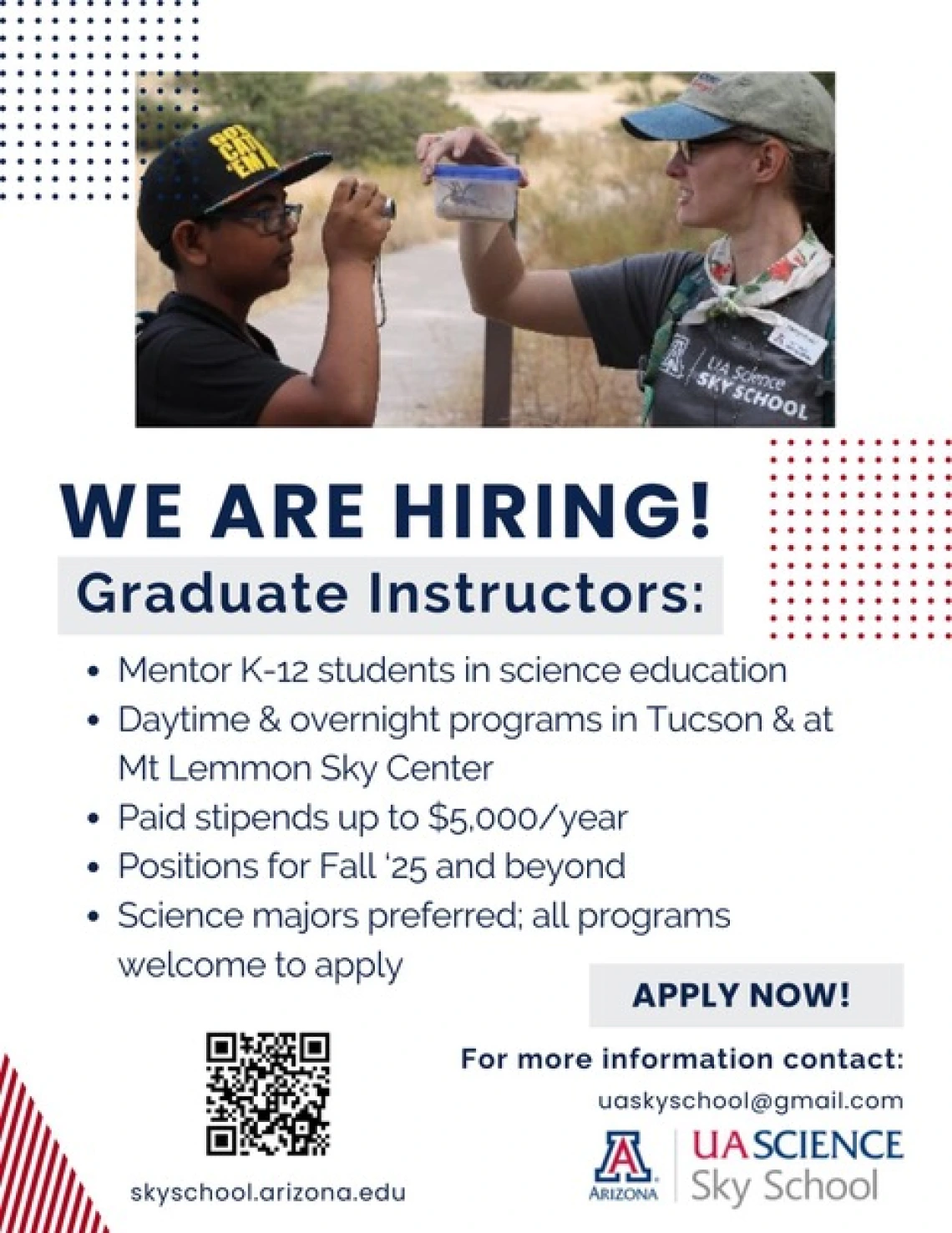 2025 Fall Graduate Instructors UA Sky School Announcement