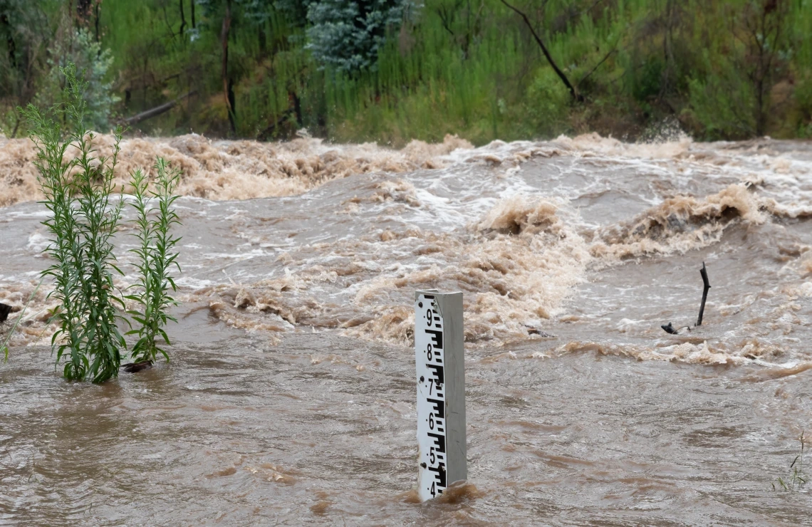 Flood Waters with Staff Gauge