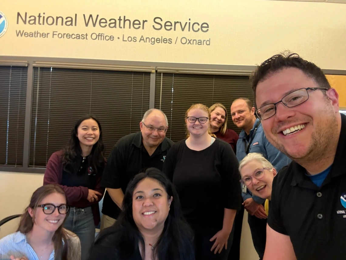 Group Photo National Weather Service WFO in Oxnard California with HAS student Tatum Beyer Hollings Scholar