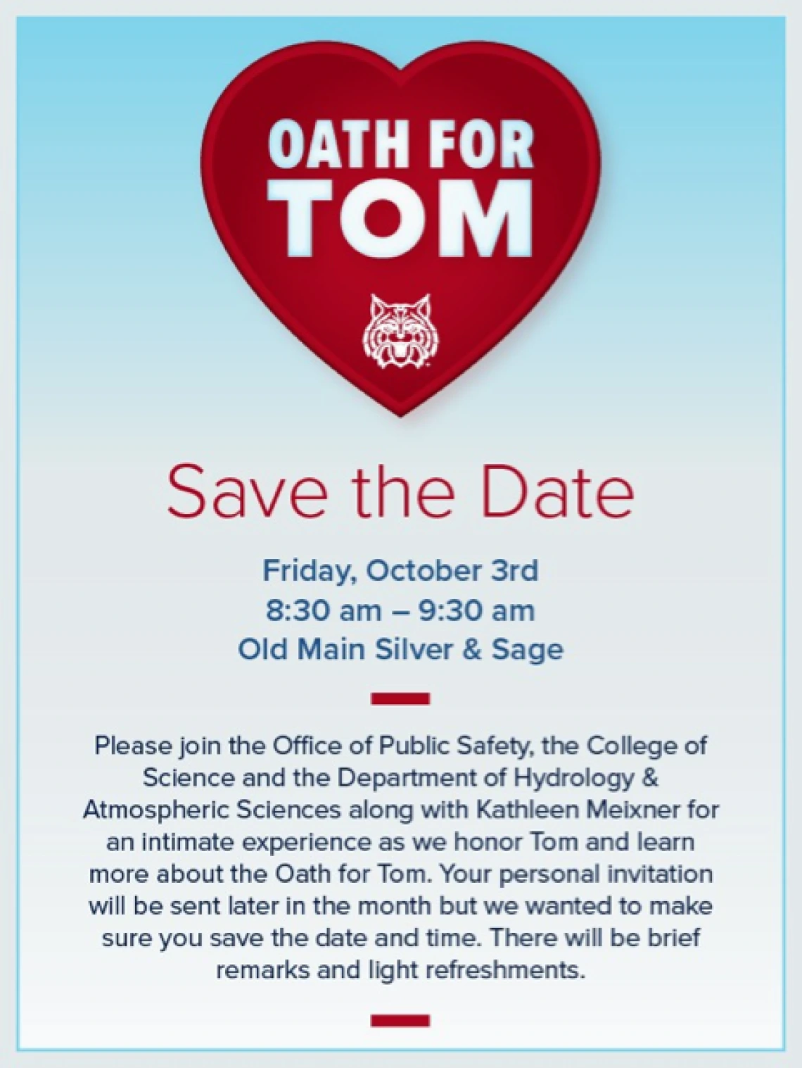 Oath for Tom Save the Date 3 Oct 2025