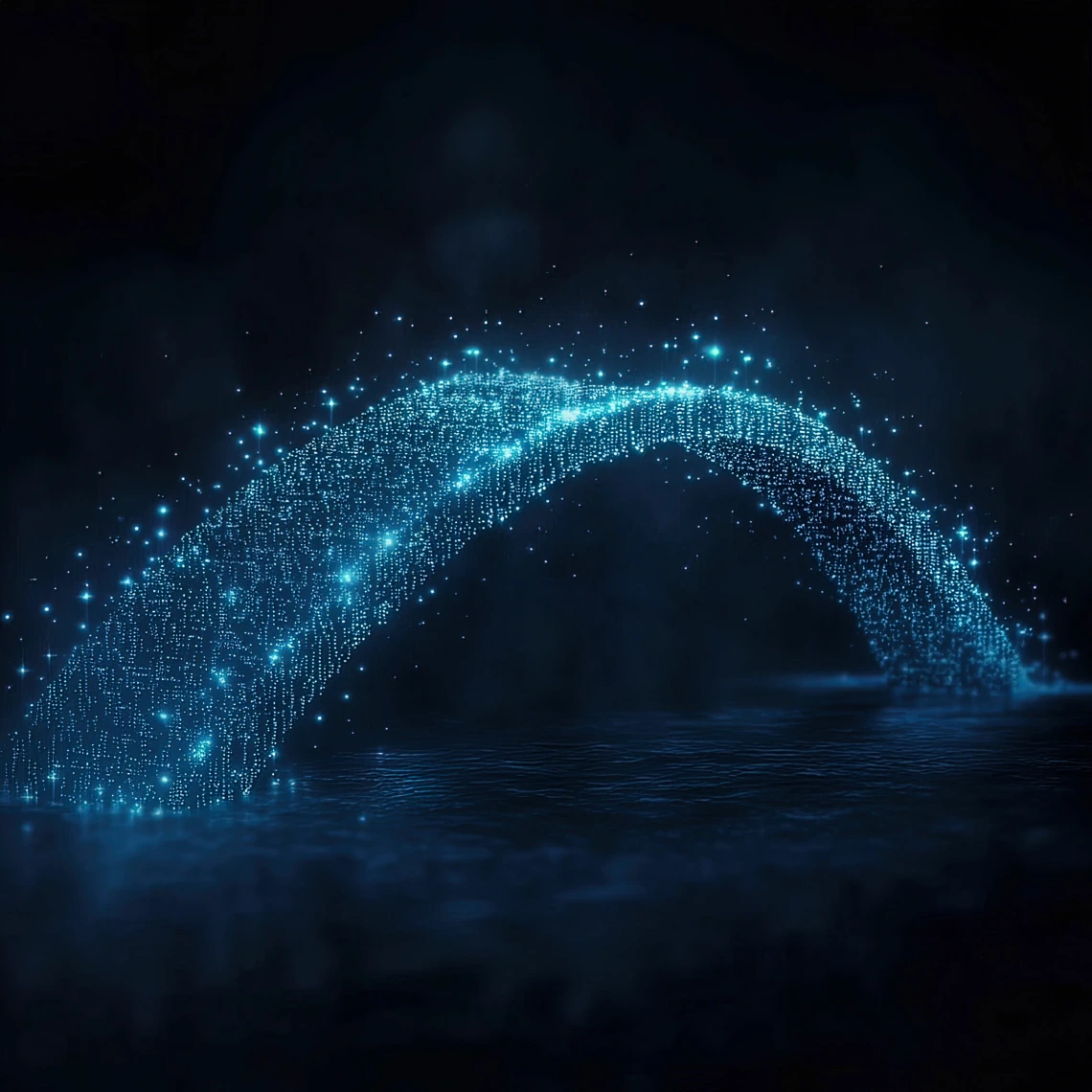 Blue Digital Water Arched Bridge