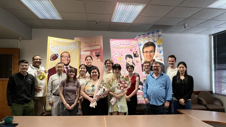 Xubin Zeng and Research Group Celebrating 2025 Graduates