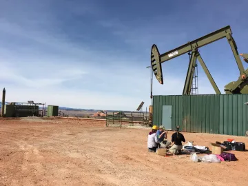 Jen McIntosh Students Collect Fluid Samples from an Oil Well in Lisbon Valley near Moab, Utah