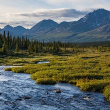 Alaska River and Mountains