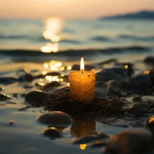 Remembrance Candle Burning Amidst Water