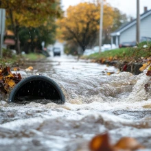 Storm Drain Overflowing from Flooding Water