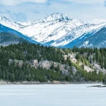 Rocky Mountains in Winter at Dillon Reservoir Colorado USA
