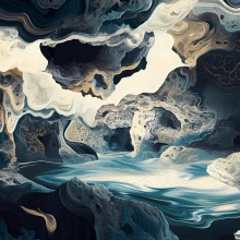 Water Amidst Ancient Rock Formations Fossil Waves
