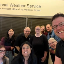 Group Photo National Weather Service WFO in Oxnard California with HAS student Tatum Beyer Hollings Scholar